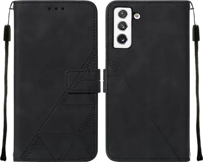Image de Etui en cuir pour Samsung Galaxy S23 avec embossage, porte-cartes et support noir