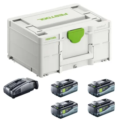 Immagine prodotto di Festool SYS 18V 4x8,0/SCA16 Energy Set 4x batteria 18 V 8,0 Ah ( 4x 577323 ) + caricabatterie ( 576953 ) + Systainer
