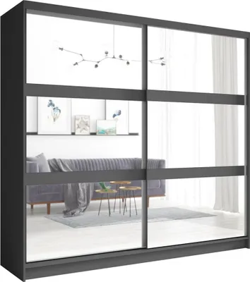 Obrázek produktu pro Velká zrcadlová šatní skříň 230 cm DUITAMA - grafitová