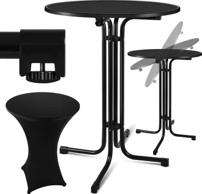 Produktbild von Hengda Stehtisch Klappbar Ø 80 cm Bistrotisch Partytisch Rund Schwarz Klapptisch, Outdoor