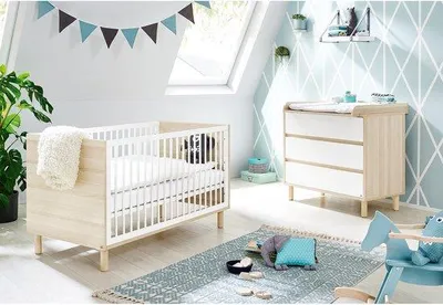 Produktbild von Kinderbett-Set mit LED-Lampen - Ombouwbar zum Juniorbett - 145cm x 75cm x 85cm & Bettbezug - 105cm x 77cm x 98cm