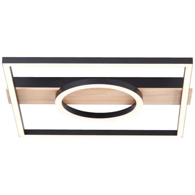 Produktbild von minimalistische LED Deckenlampe mit Holzakzenten, 40 x 42 cm