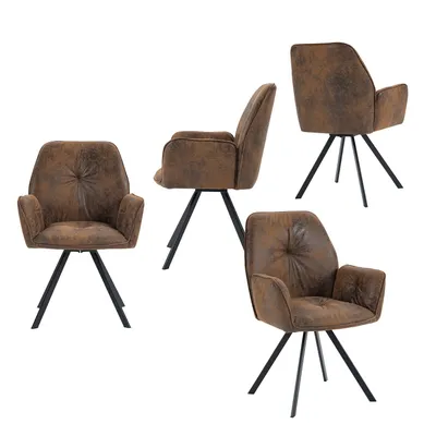 Obrázek produktu pro Meubles Cosy – sada 4 pohodlných jídelních židlí z imitace semiše s područkami – CALF