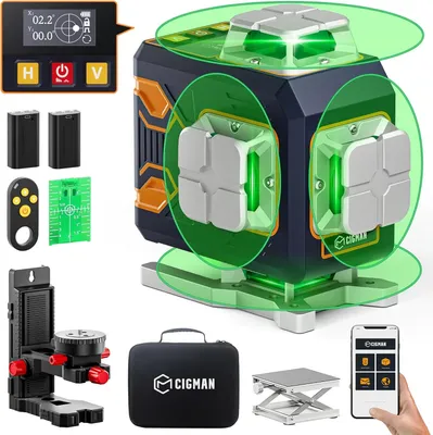 Produktbild von CIGMAN CM-S02 4x360° 16 Linien Laser-Nivelliergerät – Bluetooth, LCD, IP54