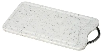 Schneidebrett mit Edelstahlgriff, Weiß, 430 x 280 x 12 mm