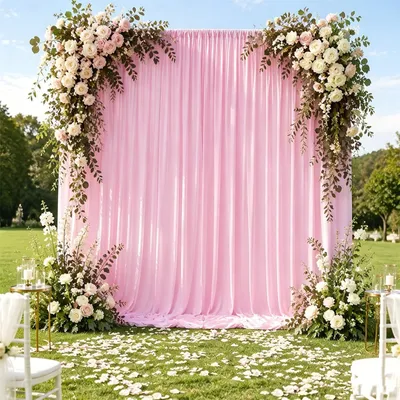Image de Rideau de fond photo - 3 x 1,5 m, rose - Lot de 2