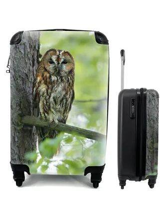 Produktbild von MuchoWow® Koffer Handgepäck Trolley Rollkoffer Kleine Reisekoffer mit 4 Rollen - Waldkauz auf einem Ast im Baum - Cabin Size < 55x40x23 cm & 55x40x20 cm - Fotokoffer - Kabinenkoffer - Boardgepäck - Reise-Box - Reisekoffer - Reisegepäck - Koffer mit Bild - Trolley für Kinder