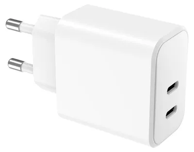 Obrázok produktu pre WOW, dvojportová nabíjačka 40W USB-C (20W + 20W) Power Delivery, biela