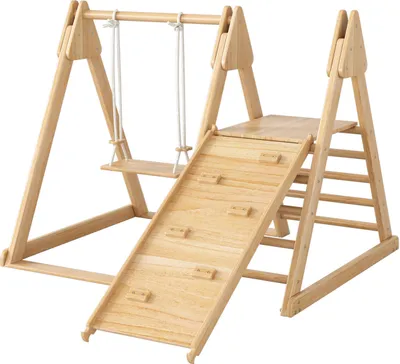 Produktbild von Rutsche und Schaukel,Holzspielzeug für Kinder.3 in 1 Kinderspielzeug mit Klettergerüst, Schaukel, Rutsche, Kombispielzeug für drinnen