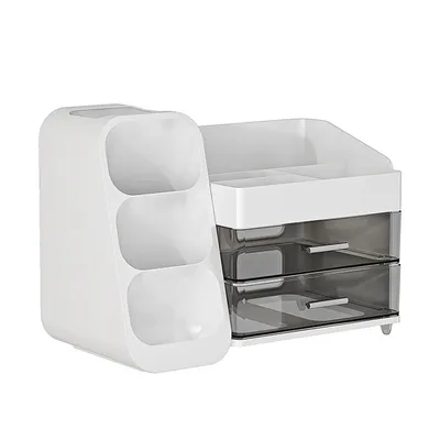 Produktbild von Schubladeneinsätze & -organizer,Großer Make-Up Kosmetik Organizer,Multifunktionale Kosmetikregal,mit 3 transparenten Schubladen,Weiß