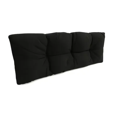 A black tufted cushion for a sofa or pallet.