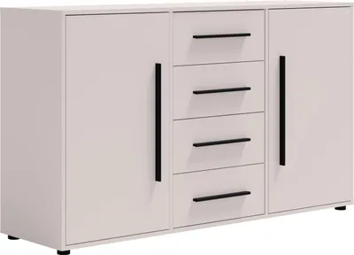 Produktbild von Kommode MAXIONE MX-02 mit 4 Schubladen 2 Türen Sideboard 150 cm Anrichte Schrank Highboard Modern (Kaschmir)