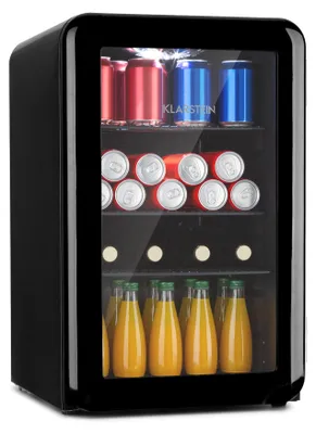 Obrázok produktu pre Klarstein PopLife chladnička na nápoje - minibar, retro chladnička, 0-10 °C, iba 39 dB, 70 l, šetrná k životnému prostrediu, dvojité sklo dverí, retro dizajn, čierna