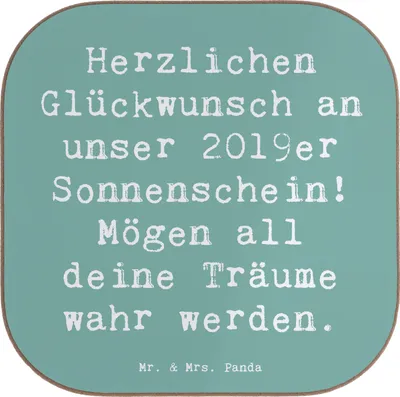 Produktbild von Mr. & Mrs. Panda Untersetzer für Gläser Spruch 2019 Geburtstag - Meeresbrise - Geschenk, 2019er Sonnenschein, persönliche Geschenke, gläseruntersetzer, Tassenuntersetzer