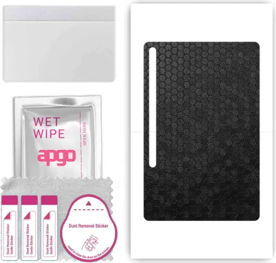 Produktbild von apgo Rückseite Schutzfolie, Skin, kompatibel mit Samsung Galaxy Tab S7, Hinten Displayschutzfolie aus Vinylfolie, kratzfest, einfache Montage - Schwarze Honigwabe