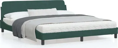 Produktbild von Design Bettgestell mit Kopfteil Dunkelgrün 180x200 cm Samt, Klassische Betten 2024 Neu