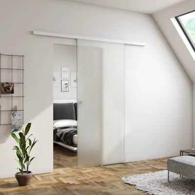 Produktbild von 8mm Glasschiebetür Satiniert SoftStop SoftClose  BxH: 950 x2250mm Schiebetür