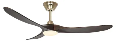 Produktbild von Energiespar Deckenventilator mit LED Beleuchtung und Fernbedienung Eco Genuino-L Messing gebürstet / Nussbaum 152 cm