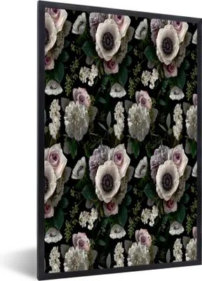 Produktbild von MuchoWow® MuchoWow® Gerahmtes Poster Blumen - Anemone - Rosa 40x60 cm - Poster mit zchwarzem Bilderrahmen - Papierdruck - Wandbilder