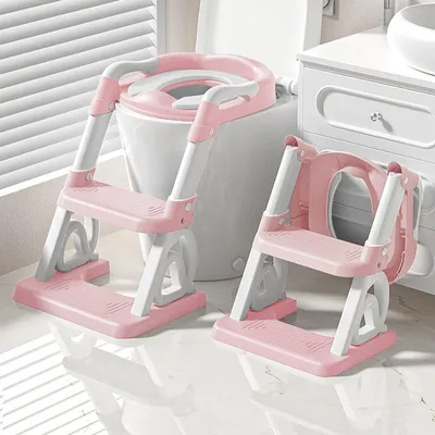 Produktbild von Toilettensitz Kinder mit Treppe,Toilettentrainer für Kinder, 2 IN 1 Klappbarer Toilettenleiter für Jungen und Mädchen,WC Sitz Rutschfestes Trittbrett