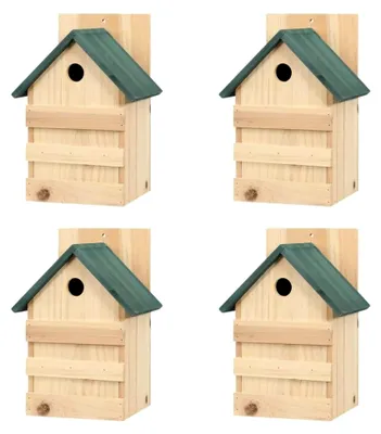 Produktbild von Vogelhäuser 4 Stück 23x19x33 cm aus Tannenholz für Garten und Terrasse