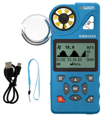 Digitaler Anemometer, Handheld, misst Windgeschw., Temp., Feuchte, USB
