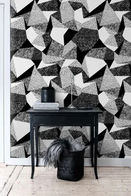 Produktbild von Coloray Fototapete 104x70 cm Latextapete Magicstick - Scribbles Geometrische Formen Holzkohle-Effekt-Dreiecke