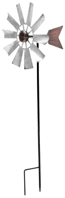 Windmühle Gartendekoration Metall drehbar 75 cm silber