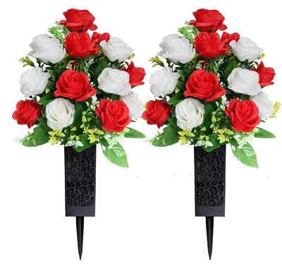 Productafbeelding van Kunstbloemen met vaas voor grafdecoratie
