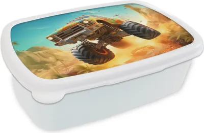 Produktbild von KitchenYeah® Lunchbox Brotzeit Brotdose 17x11 cm Monstertruck - Kind - Junge - Auto Kinder Brotzeitdose - Lunch Box - Kinder - Sandwich-Box - Schulbox - Lunch Boxen
