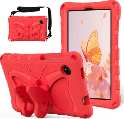 Obrázek produktu pro Dětské pouzdro pro Xiaomi Redmi Pad SE 8,7" 4G 2024, lehké EVA pouzdro proti nárazům s ramenním popruhem a motýlkovým stojánkem Červená
