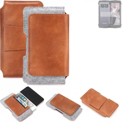 Produktbild von K-S-Trade Handyhülle Schutzhülle kompatibel mit Doogee Smini Gürteltasche Holster Gürtel Tasche Smartphone Tasche Handy Hülle Polyurethan+ Filz, braun