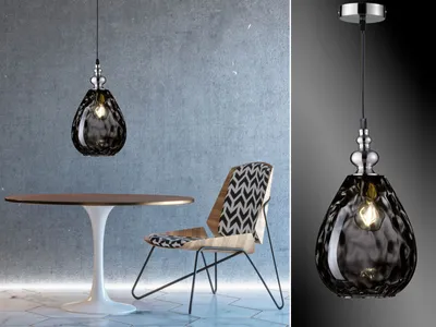 Produktbild von Kleine LED Pendelleuchte Rauchglas Lampenschirm über Esstisch hängend Esszimmer