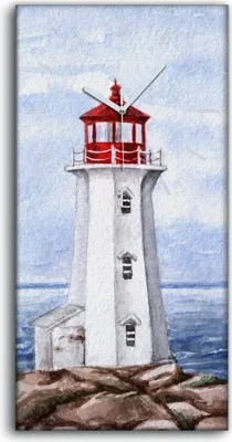 Produktbild von Wanduhr Uhr Wandbild Leinwand Geräuschlos 30x60 Leuchtturm Wasser Landschaft - weiße Hände