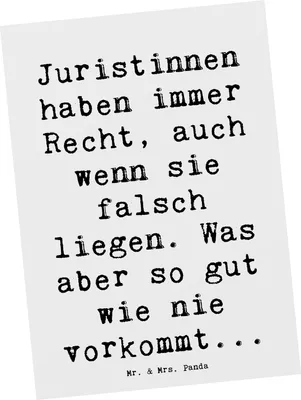 Produktbild von Mr. & Mrs. Panda Grußkarte Spruch Juristin Recht - Weiß - Geschenk, personalisierte Geschenke, Kunstkarten, Beruf, Paragraphen, Juristinnen, Gesetz, Ansichtskarte, Berufe