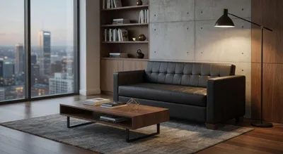 Image de Canapé 3 places moderne gris foncé pour salon ou bureau