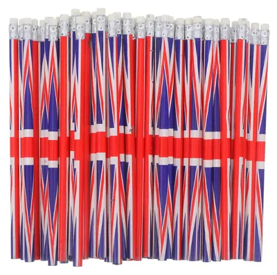 Obrázek produktu pro Tužky s britskou vlajkou - 60 kusů - Ideální do školy i na oslavy - Tužky s gumou s britským motivem - Perfektní pro děti a kreativní projekty