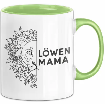 Produktbild von Mama Muttertag Tasse Becher Geschenk Lustige Geschenkidee Spruch Löwen Mama (Grün)