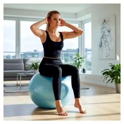 Produktbild von Gymnastikball 65 cm, Sitzball mit Pumpe, Pilates Ball, Anti-Burst System, Yogaball, rutschfest, Ball für Schwangerschaft, Geburtsball, Sitzball für Büro und Zuhause, Fitness, Yoga