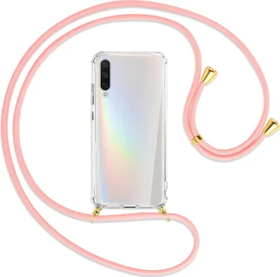 Produktbild von Handykette Backcover-Schutzhülle mit Band (Metall goldfarben) für Xiaomi Mi A3 / Mi CC9e - rosa