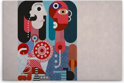 Produktbild von Leinwandbild Kunst 60 x 90 cm - Wandbild Abstrakt Grau Rot - Keilrahmenbild Wohnzimmerdeko Wanddeko Wandgemälde