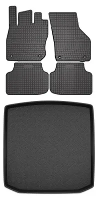 Image de Tapis en caoutchouc + bac de coffre pour Skoda Octavia IV 2020- (break) – 5 pièces, noirs, sur mesure