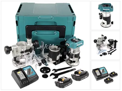 Produktbild von Makita DRT 50 RAJ X2 Akku Multifunktionsfräse 18 V Brushless + 2x Akku 2,0 + Ladegerät + Fräsmodule + Makpac