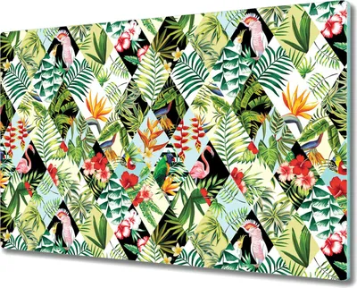 Produktbild von Glas-Herdabdeckplatte Glaskeramikkochfeld-Abdeckung Spritzschutz - 80x52 cm - Dschungel Geometrie