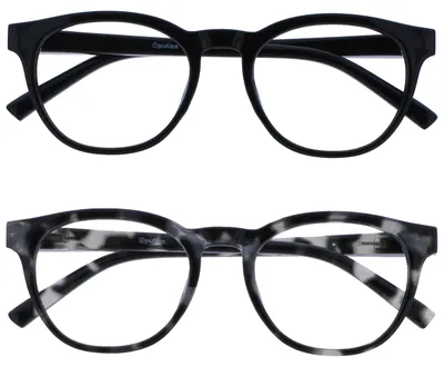 Zdjęcie produktu dla Okulary do czytania OPULIZE BLU z filtrem światła niebieskiego, okulary do czytania dla kobiet i mężczyzn, z ochroną UV400, bez odblasków, zawiasy typu "piórko", redukujące zmęczenie wzroku, okrągła oprawka, okulary do pracy przy komputerze i do gier, zestaw 2 sztuk: czarny, szary, żółty (+0,00)