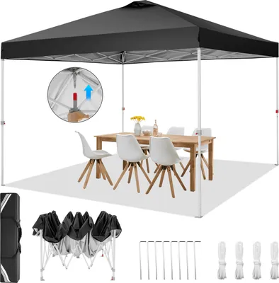 Produktbild von 3x3m Pop Up Faltpavillon Outdoor Pavillon Dauerhaft , One Push Pavillonzelt, Oben mit Belüftungsloch, Wasserdicht, UV-Schutz 50, Schwarz