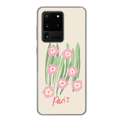 Produktbild von MuchoWow® Handyhülle Schutzhülle Hülle für Samsung Galaxy S20 Ultra Blume - Rosa - Gras Silikon Softcase Handy Hülle - Karteninhaber
