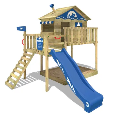 Produktbild von Spielturm Wickey Smart Wave mit Rutsche und Sandkasten in Blau