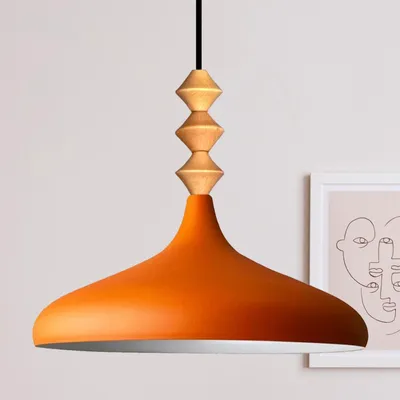 Produktbild von Champion Q Holz-Einzelleuchter, Orange Pendelleuchte