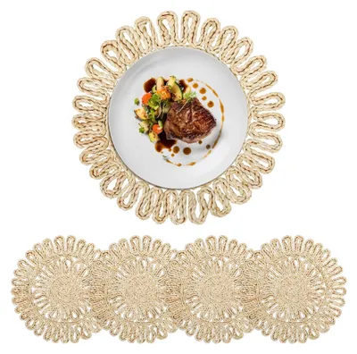 Produktbild von Set von 4 Runden Platzdeckchen - Natürliche Geflochtene Untersetzer für den Tisch